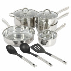 Set De Ollas Inox Oster - Olla, Cacerola + Vaporera, Sartén + Utensillos De Cocina