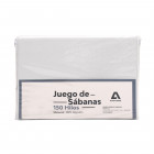 Juego De Sabanas Lisas Twin 100% Algodón Blanco 150h