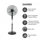 Ventilador De Pie Sansei 18´´ 3 Aspas Gris Oscuro Vpn18645n