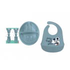 Set De 4 Piezas De Silicona Mickey Disney Baby Plato + Babero + Cuchara + Tenedor