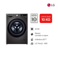 Lavarropas ThinQ LG 10 Kg Carga Frontal Negro