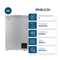 Freezer horizontal Philco Inverter PHCH101PI Plata 101L