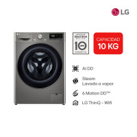 Lavarropas ThinQ LG 10 Kg Carga Frontal Silver