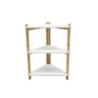 Esquinero Atma Home Bambú Blanco Y Madera De 3 Niveles
