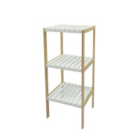 Estantería De Bambú Atma Home 3 Niveles Blanco Calado