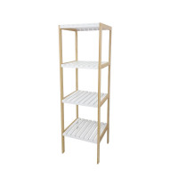 Estantería De Bambú Atma Home 4 Niveles Blanco Calado