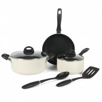 Set de Ollas Oster de Aluminio Antiadherente 7 piezas Blanco