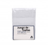 Set De Toallas Atma Home Blanco 100% Algodón 440 Grs