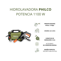 Hidrolavadora 1100w 90 Bar Verde Philco