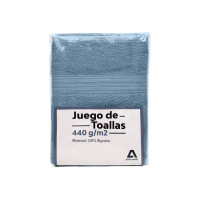Set De Toallas Atma Home Azul 100% Algodón 440 Grs