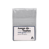 Set De Toallas Atma Home Gris 100% Algodón 440 Grs