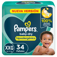 Pañales Pampers BabyDry XXG 34 unidades