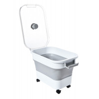 Contenedor Alimento De Mascotas Proline Plegable Ruedas 19kg Liso Gris