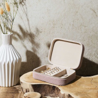 Caja De Joyería Rectangular En Terciopelo Rosa