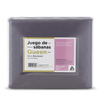 Juego de Sábanas de Microfibra Queen Atma Home Gris Oscuro
