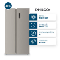 Heladera Side By Side 560L Philco Inverter Inox