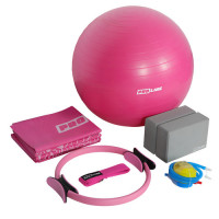 Set De Yoga Proline Rosado Mat + Aro + Pelota + Bloques