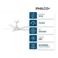 Ventilador De Techo Philco 5 Aspas 48´´ Con Luz Blanco