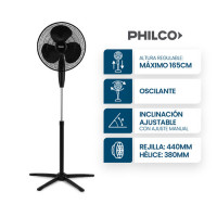 Ventilador De Pie Philco 16´´ 3 Aspas Negro