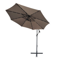 Sombrilla Philco Jardin Lateral Grande Color Beige Con Luz Led