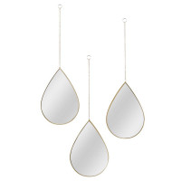Set De 3 Espejos Decorativos Colgantes Dorados