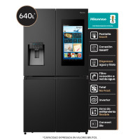Heladera Hisense Inverter 4 Puertas Smart Screen 640L Negra