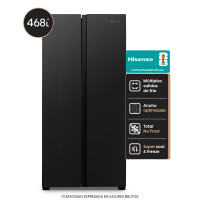 Heladera Side By Side Hisense 468L Negra 