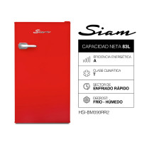 Heladera Siam Retro Bajo Mesada Roja 83 Lts Cycle Defrost