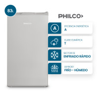 Heladera Philco Bajo Mesada Cíclica 83L Plata - PHBM093P2