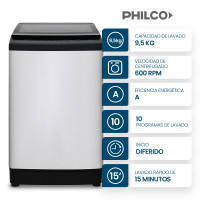Lavarropas Automatico Philco 9.5kg 600 RPM