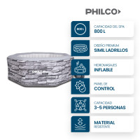 Hidromasaje Inflable Philco con Patrón Ladrillos 800 Lts.