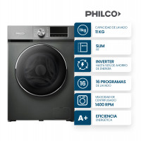  Lavarropas Carga Frontal 11Kg Philco Gray
