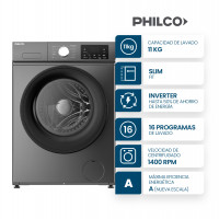 Lavarropas Philco 11 Kg Carga Frontal Inverter Grey
