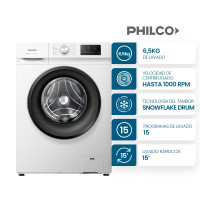 Lavarropas Automático Philco Carga Frontal 6,5kg Blanco