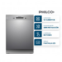 Lavavajillas 12 Cubiertos Acero Inoxidable Philco