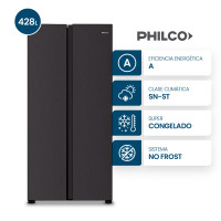 Heladera Philco Side by Side Slim No Frost 428L Inox oscuro - PHSB450N