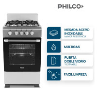Cocina Multigas Philco PHCN50P 4 Hornallas 50m Color Plata