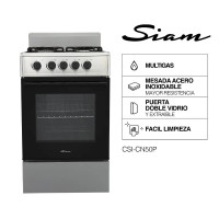 Cocina multigas Siam Essential 50 cm Plata