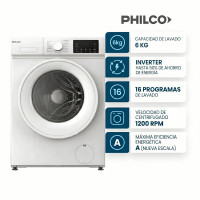 Lavarropas 6kg Carga Frontal Philco Inverter