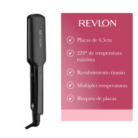 Planchita De Pelo Revlon Placas Anchas Cerámica Color Negro