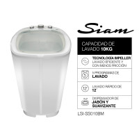 Lavarropas Semiautomático 10kg Siam Blanco