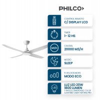 Ventilador de Techo Philco Luz LED 38W Blanco