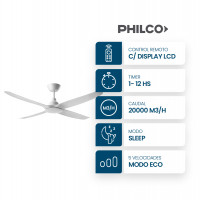Ventilador de Techo Philco 56 Pulgadas 4 Aspas 38W Blanco