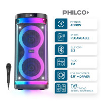 Torre de Sonido 4500W Función Karaoke Philco
