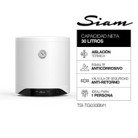 Termotanque Eléctrico Siam 28Lts Conexión De Agua Inferior Blanco