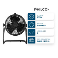 Ventilador Philco de Piso Pared Techo 15 Pulgadas